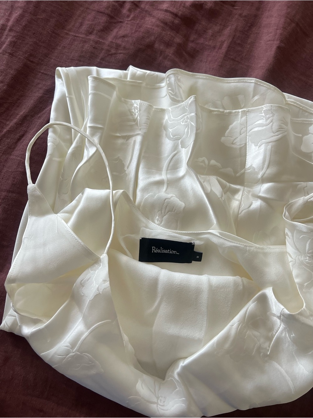 Realisation Par White Silk Satin Elvira Maxi Slip Dress - Picture 8 of 9